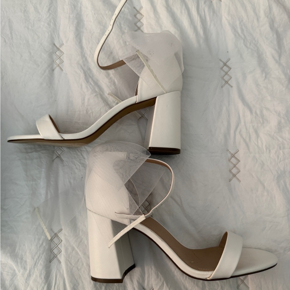 Elegant White Block Heel Sandals